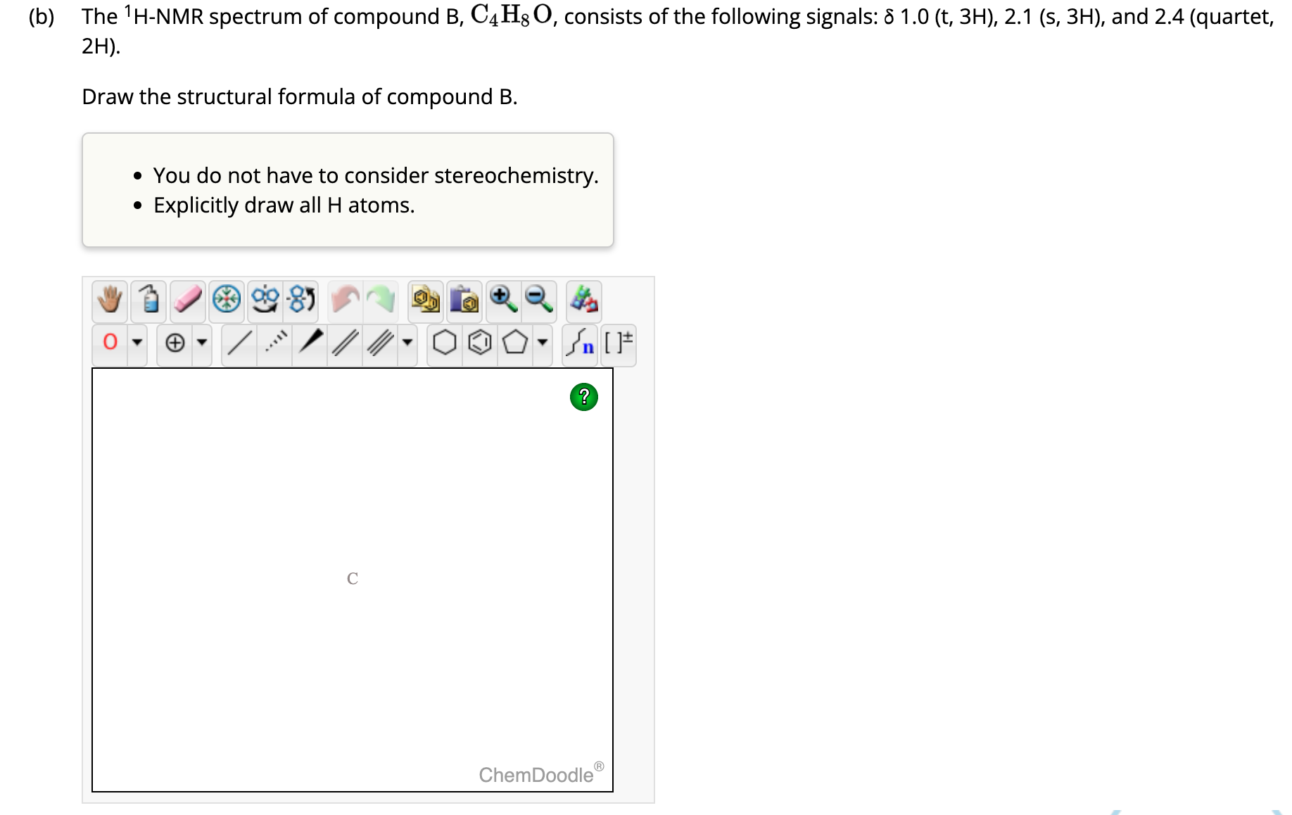 Solved (a) The 1H−NMR spectrum of compound A,C4H8Cl2, | Chegg.com