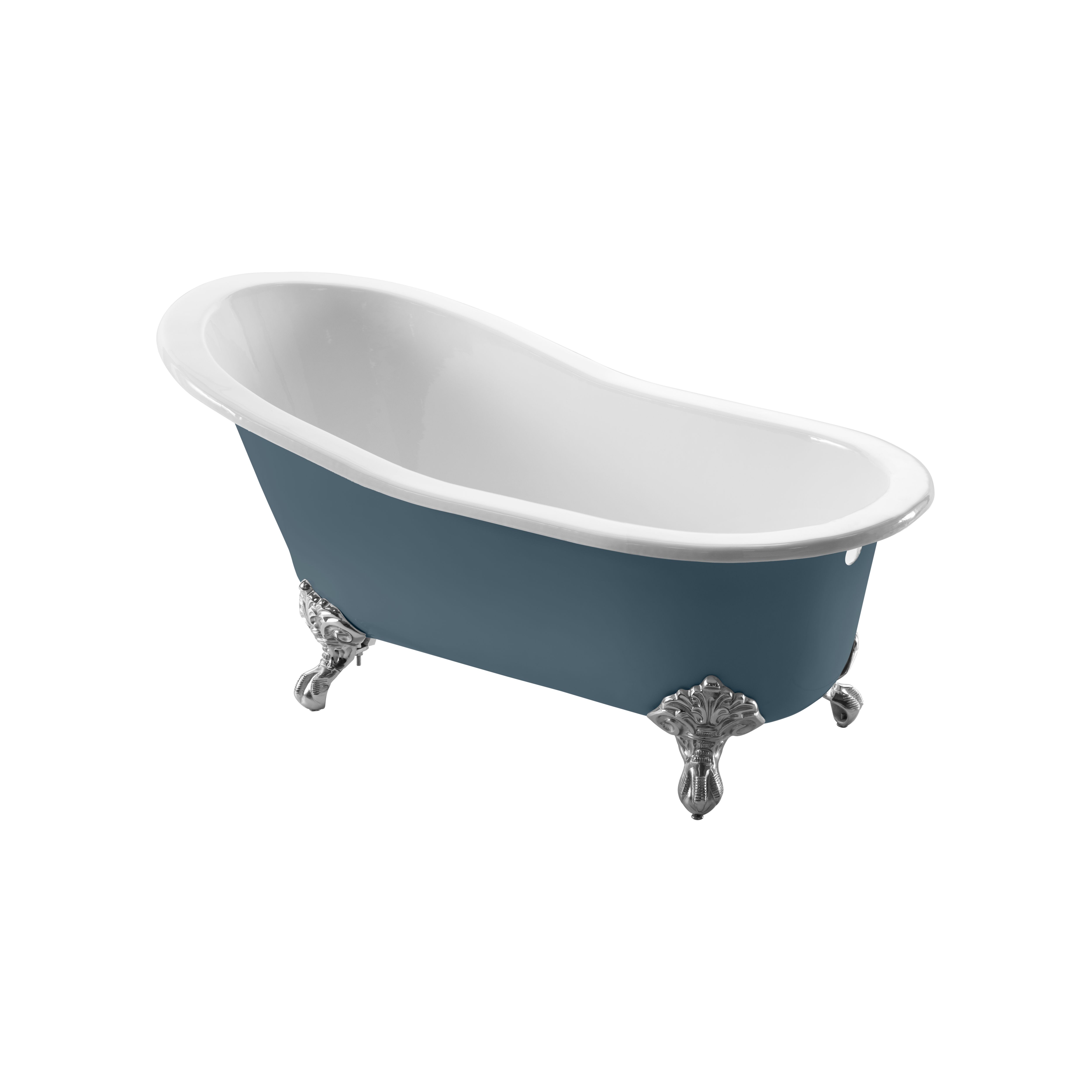 Arroll Bordeaux Gloss Blue Slipper Single ended Bath (L)170cm (W)78cm