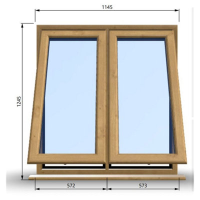 1145mm (W) x 1245mm (H) Wooden Stormproof Window - 2 Opening Windows (Opening from Bottom) - Toughened Safety Glass