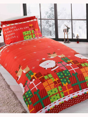 Dear Santa Christmas Single Duvet Cover & Pillowcase Set