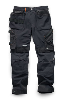 Scruffs Pro Trade Flex Plus Slim Fit Work Trousers Black - 36R