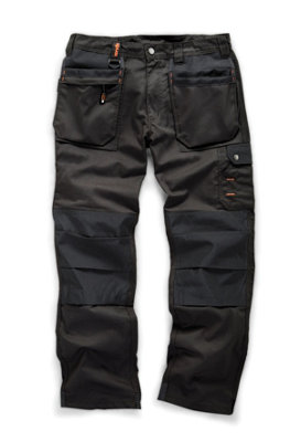 Scruffs WORKER PLUS Black Work Trousers with Holster Pockets Trade Hardwearing - 34in Waist - 34in Leg - Long