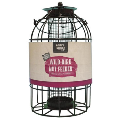 Wild Bird Nut Feeder Outdoor Metal Hanging Cage Complete With Squirrel Guard