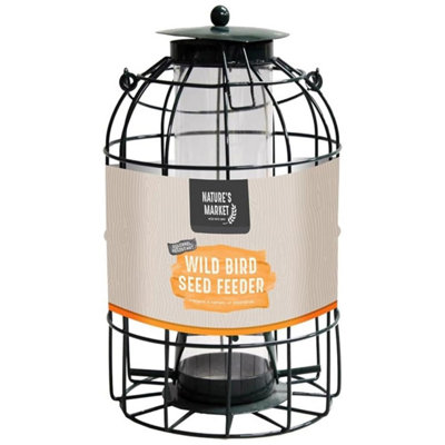 Wild Bird Seed Feeder Outdoor Metal Hanging Cage Complete With Squirrel Guard