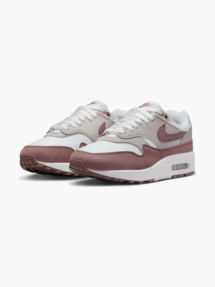 Air Max 1 '87 Sneaker in white mauve and light gray color way on light gray background