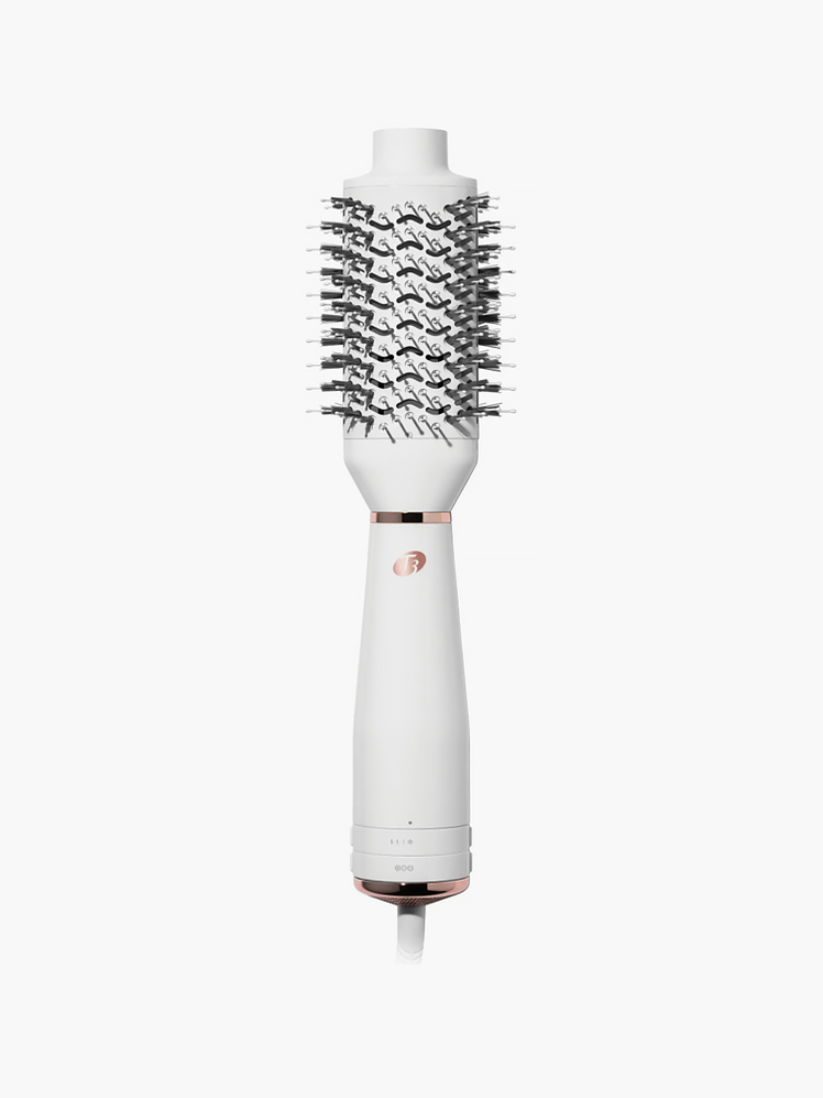 Airebrush Blow Dry Brush in white and rose gold color way on light gray background