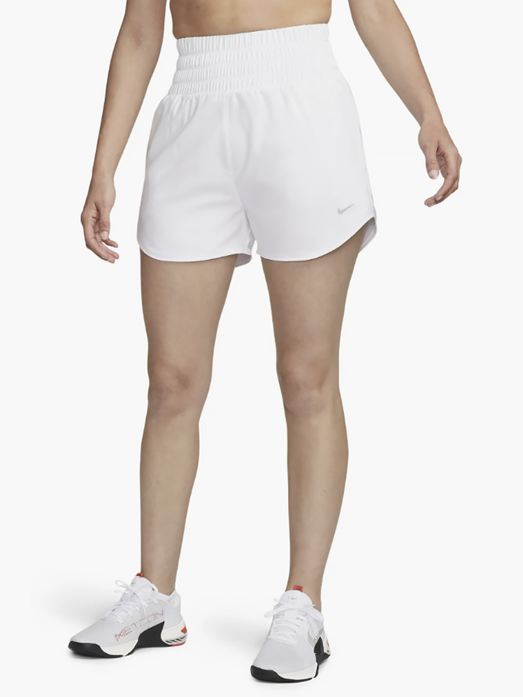 Dri-FIT Ultrahigh Waist Brief Lined Shorts in white on model on light gray background