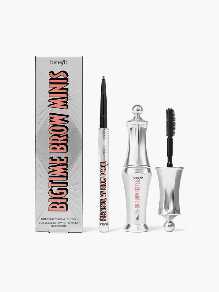 Big Time Brow Minis Set in branded silver and black color way on light gray background