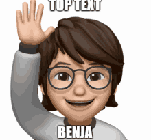 a cartoon of a person with glasses and the name benja