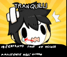 a cartoon drawing of a boy with headphones and the words tranquilli