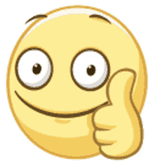 a cartoon smiley face is giving a thumbs up sign .