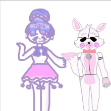 a drawing of a ballerina and a fox