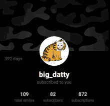 a black background with a cartoon cat and the name big_datty written on it