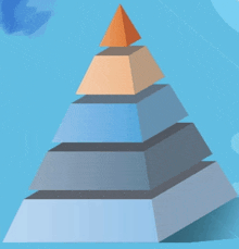 a pyramid with four levels and an orange top