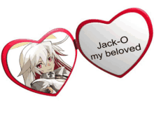 a heart with a picture of a girl and the words " jack-o my beloved " on it