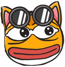 a cartoon of a cat wearing sunglasses and a red tongue