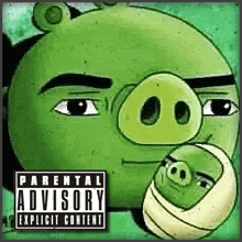 a parental advisory explicit content poster with a cartoon pig