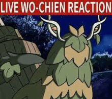 a cartoon owl with antlers is standing in front of a barrel with the words `` live wo-chien reaction '' .