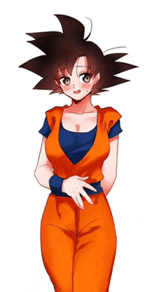 a drawing of a girl dressed as a dragon ball z character