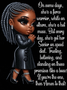 a cartoon of a girl with a quote on it