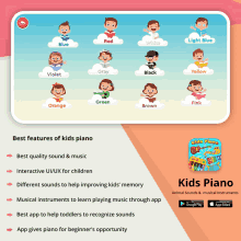 a screenshot of a kids piano app on a phone screen