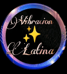 a black circle with the words vibracion latina written on it