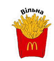 a drawing of french fries in a red mcdonald 's bag