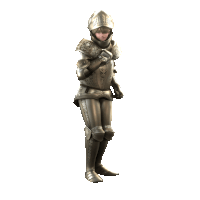 a knight with a helmet and armor is standing in front of a white background