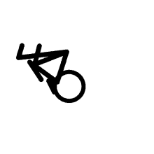 a black and white drawing of a person on a bicycle