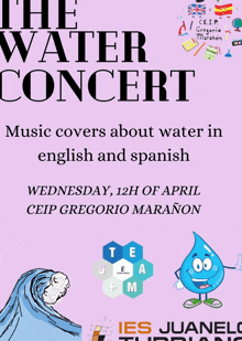 a poster for the water concert which takes place on wednesday april 12th