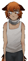 a drawing of a person wearing a collar and a tank top