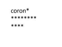 the word coron is on a white background with black stars