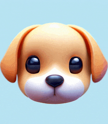 a 3d rendering of a dog 's face with a blue background