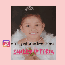 a picture of a little girl with the name emily vitoria written on the bottom