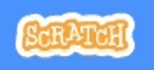 a blue background with the word scratch in orange letters