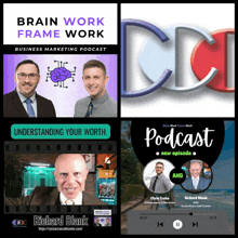 a collage of advertisements for brain work frame work