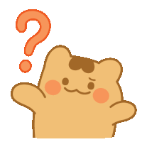 a cartoon bear with a question mark above his head