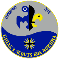 a logo for guias y scouts koa nukura shows a bird and a star