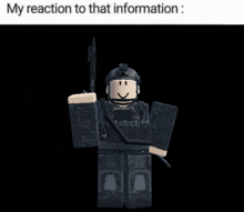 a picture of a soldier with the words " my reaction to that information " above him