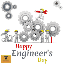 a poster that says happy engineer 's day with gears and people