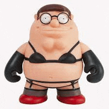 a figurine of peter griffin from family guy wearing a bikini and garters .