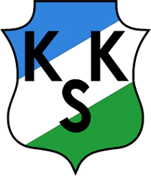 a blue white and green shield with the letters kk and s