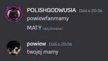 a screenshot of a conversation between polishgodwusia and poniewfanmamy