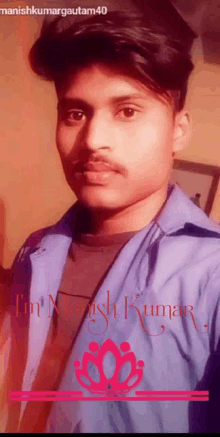 a man in a blue shirt has the name manish kumar on his chest