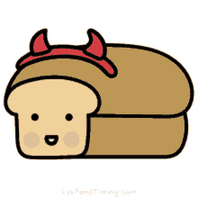 a cartoon of a loaf of bread with devil horns