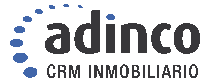 a logo for adinco crm inmobiliario is shown on a white background