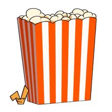 a red and white striped container of popcorn