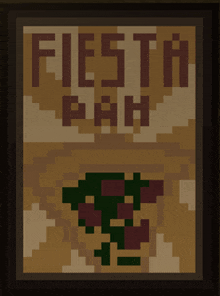 a pixel art advertisement for fiesta pan with a picture of a bunch of grapes