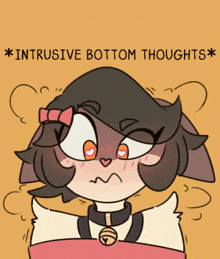 a cartoon drawing of a cat with the words " intrusive bottom thoughts " below it