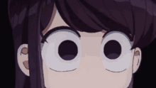 a close up of a cartoon character 's eyes with purple circles